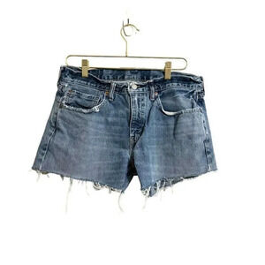 Levis 559 Jean‎ Shorts Women's 32 Blue Raw Hem Relaxed Fit